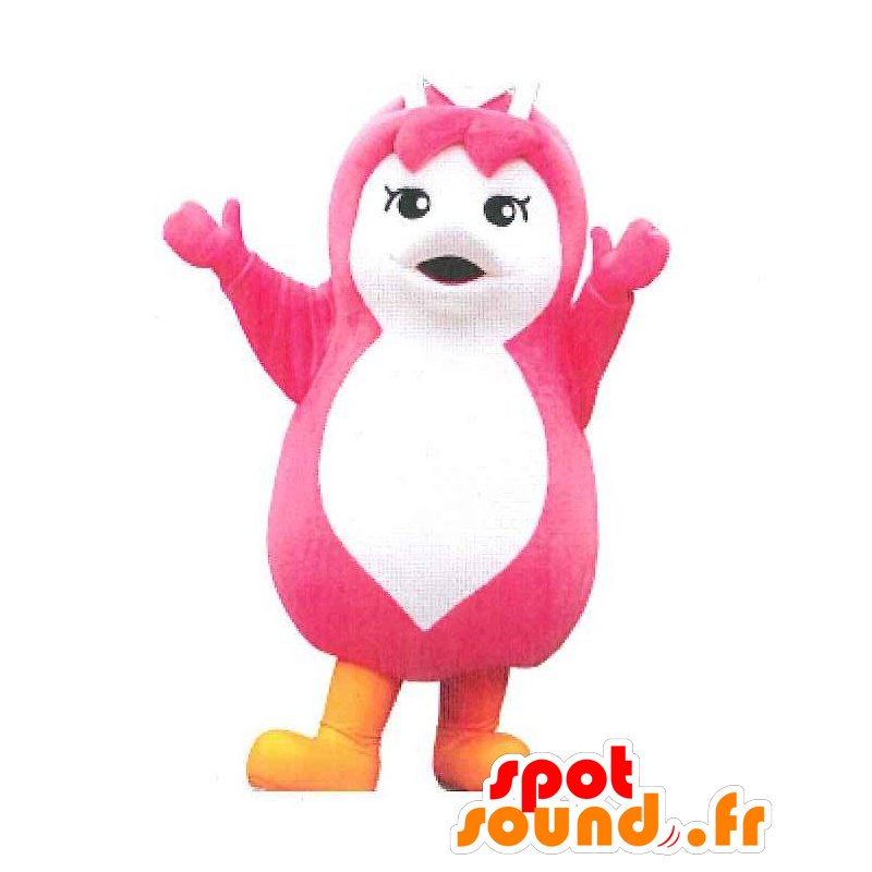 Mapi-chan maskot, lyserød og hvid delfin - Spotsound maskot