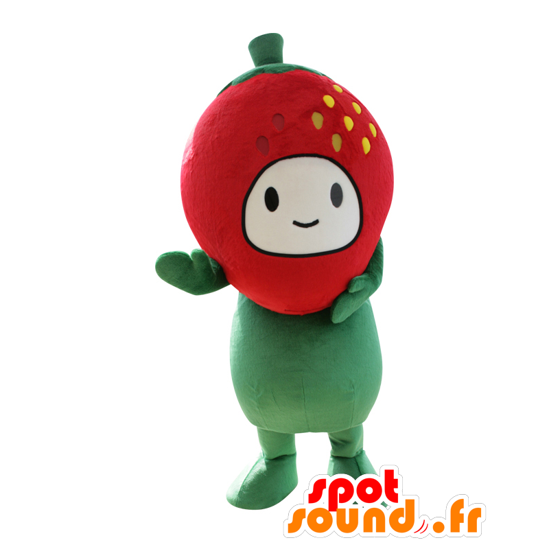 Mascotte d'Itchy, de fraise rouge et verte géante, très réaliste - MASFR26885 - Mascottes Yuru-Chara Japonaises