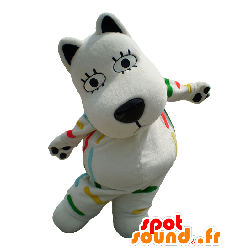 Mascota Yomiuri Land, perro blanco con líneas de color - MASFR26891 - Yuru-Chara mascotas japonesas