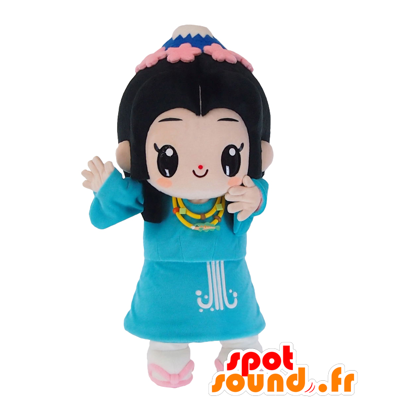 朔夜ちゃんのマスコット、青い服を着たブルネットの女の子-MASFR26892-日本のゆるキャラのマスコット