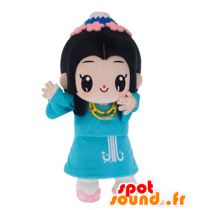 Mascota Sakuyachan, muchacha morena vestida de azul - MASFR26892 - Yuru-Chara mascotas japonesas