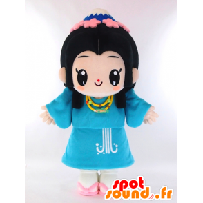 Mascot Sakuyachan, brunette jente kledd i blått - MASFR26892 - Yuru-Chara japanske Mascots