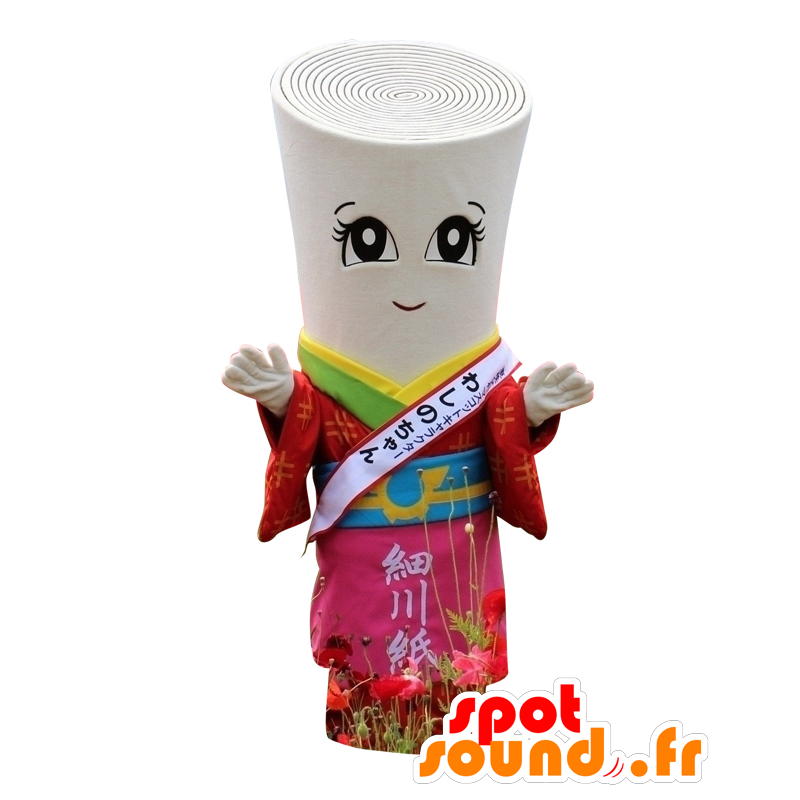 Mascot Washino chan, hvit papirrull - MASFR26894 - Yuru-Chara japanske Mascots