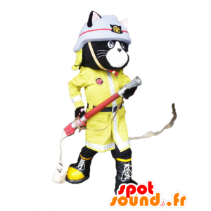 Lees Nyan mascot, black cat uniformed firefighter - MASFR26895 - Yuru-Chara Japanese mascots