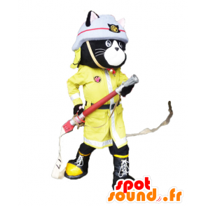 Lees Nyan mascot, black cat uniformed firefighter - MASFR26895 - Yuru-Chara Japanese mascots