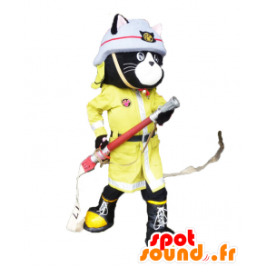 Maskot Nyan Lees, černá kočka uniformě hasič - MASFR26895 - Yuru-Chara japonské Maskoti