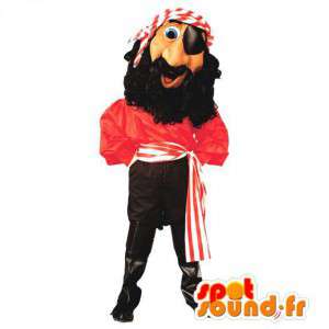 Pirate Mascot tilalla punainen ja musta, hyvin omaperäinen - MASFR006981 - Mascottes de Pirates