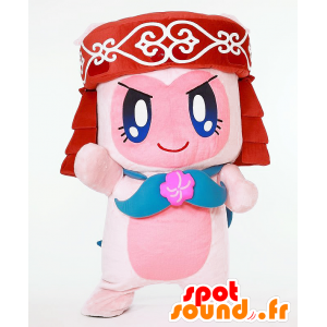 ニポネマスコット、ニポポ人形、ピンクと白-MASFR26898-日本のゆるキャラマスコット