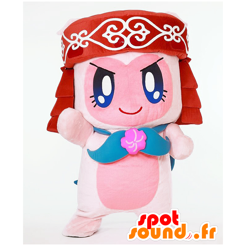 Mascot Nipone to Nipopo doll, pink and white - MASFR26898 - Yuru-Chara Japanese mascots