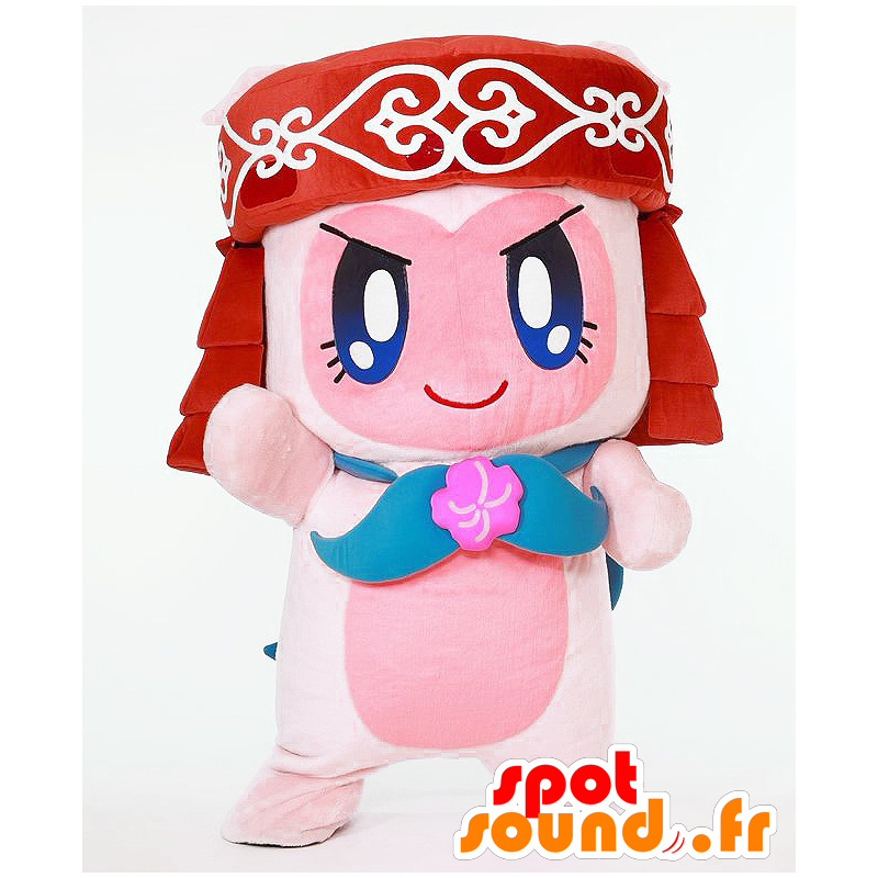 Mascot Nipone a boneca Nipopo, rosa e branco - MASFR26898 - Yuru-Chara Mascotes japoneses