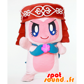 Mascot Nipone naar Nipopo pop, roze en wit - MASFR26898 - Yuru-Chara Japanse Mascottes