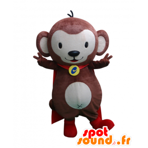 Mascotte de Cell Monkey, singe marron et blanc avec une cape - MASFR26899 - Mascottes Yuru-Chara Japonaises