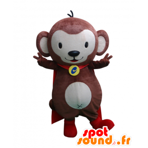 Mascot Cell Monkey, brun og hvit ape med en cape - MASFR26899 - Yuru-Chara japanske Mascots