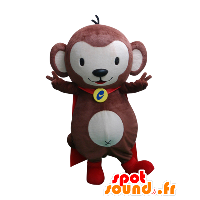 Mascot Cell Monkey, brun og hvid abe med en kappe - Spotsound