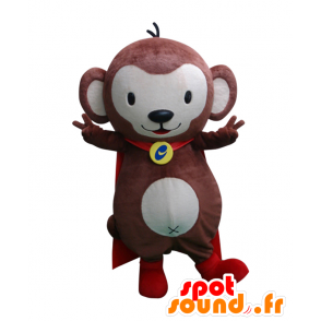 Mascotte de Cell Monkey, singe marron et blanc avec une cape - MASFR26899 - Mascottes Yuru-Chara Japonaises