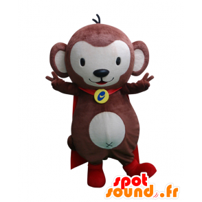 Mascot Cell Monkey, brun og hvid abe med en kappe - Spotsound