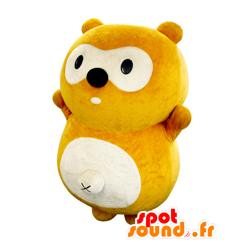 Mascotte de Ponta, gros nounours orange et blanc, dodu et drôle - MASFR26900 - Mascottes Yuru-Chara Japonaises