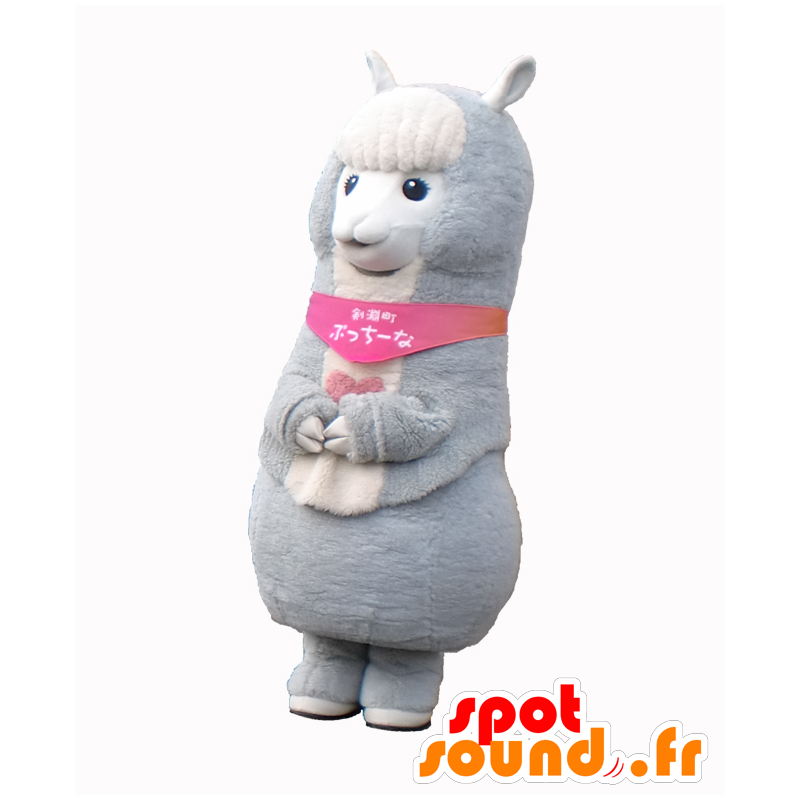Mascot Putchina, grijs en wit lama, lief en schattig - MASFR26903 - Yuru-Chara Japanse Mascottes