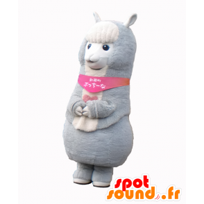 Maskot Putchina, šedé a bílé lama, sladké a roztomilé - MASFR26903 - Yuru-Chara japonské Maskoti