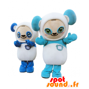 Μασκότ Σάρι Χαρά, 2 μπλε και άσπρο pandas - Ιαπωνικές μασκότ Yuru-Chara - MASFR26904 - SpotSound.fr