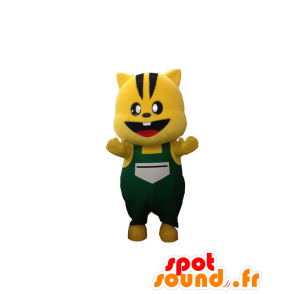 Mascotte de Genki kun, écureuil jaune et noir en salopette - MASFR26906 - Mascottes Yuru-Chara Japonaises