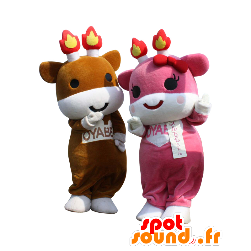 Mascots Merugyu und Merumomo kun chan, 2 farbige Fohlen - MASFR26910 - Yuru-Chara japanischen Maskottchen