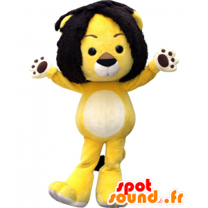 Baby Ragu mascot, yellow lion, black and white - MASFR26913 - Yuru-Chara Japanese mascots