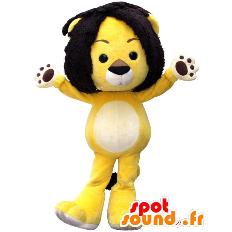 Baby Ragu mascot, yellow lion, black and white - MASFR26913 - Yuru-Chara Japanese mascots