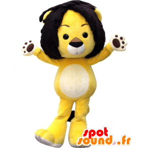 Baby Ragu maskot, gult lejon, svart och vitt - Spotsound maskot