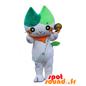 Maskot Yamamyi, bílý kocour a zelená - MASFR26919 - Yuru-Chara japonské Maskoti