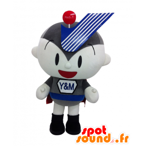 Maskot Yumi Chlape, šedé a bílé superhrdina - MASFR26921 - Yuru-Chara japonské Maskoti