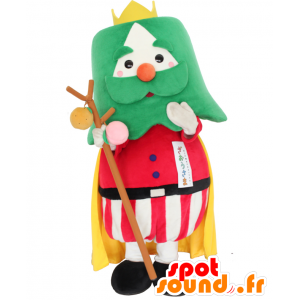 Mascotte Zao-Sama re con i capelli verdi, rosso e bianco - MASFR26923 - Yuru-Chara mascotte giapponese
