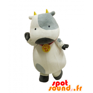 Mascot Toshi-κουν, λευκό και γκρι αγελάδα - MASFR26924 - Yuru-Χαρά ιαπωνική Μασκότ