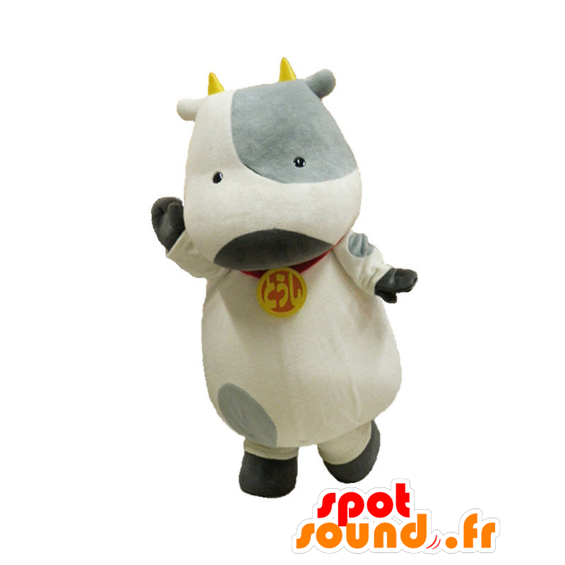 Toshi-kun mascotte, grigio e mucca bianca - MASFR26924 - Yuru-Chara mascotte giapponese
