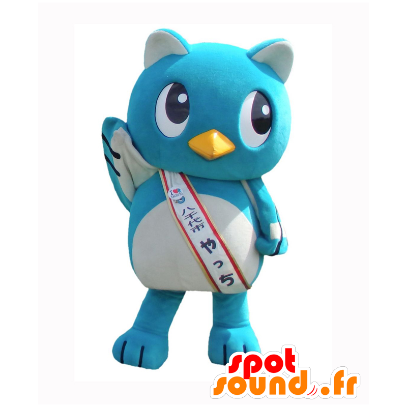 Yatchi mascot, blue and white owl with big eyes - MASFR26927 - Yuru-Chara Japanese mascots