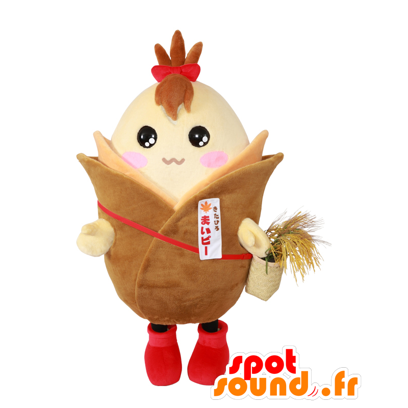Mascot KitaHiro Maipi, harten roten Reiskorn - MASFR26929 - Yuru-Chara japanischen Maskottchen