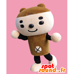 Μασκότ Pompon, καφέ αρκουδάκι, μπεζ και μαύρο - MASFR26933 - Yuru-Χαρά ιαπωνική Μασκότ