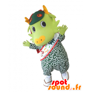 Mijn Flow mascotte, groene draak met een gevormde kleding - MASFR26934 - Yuru-Chara Japanse Mascottes