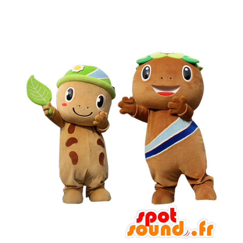 Morikko Maskottchen und San-Chan, 2 Salamander braun - MASFR26938 - Yuru-Chara japanischen Maskottchen