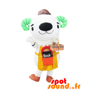 Detective mascot Koshotan, white goat with green horns - MASFR26939 - Yuru-Chara Japanese mascots