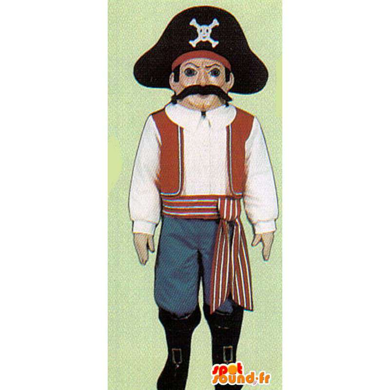 Piratmaskot med sin store hat - Spotsound maskot kostume