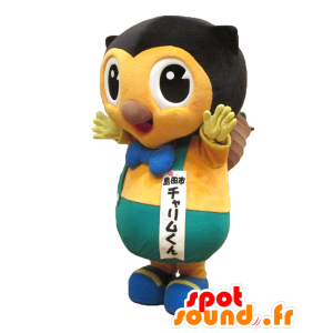 Mascot Charimu kun, gul ugle med en oppsamlingspose - MASFR26946 - Yuru-Chara japanske Mascots