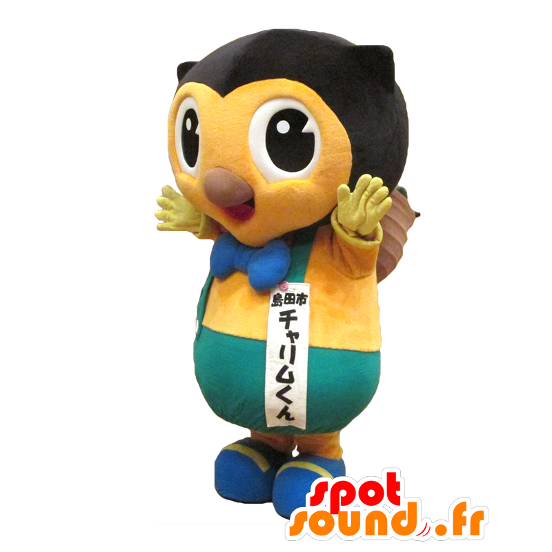 Charimu kun mascot, yellow owl with a harvest bag - MASFR26946 - Yuru-Chara Japanese mascots