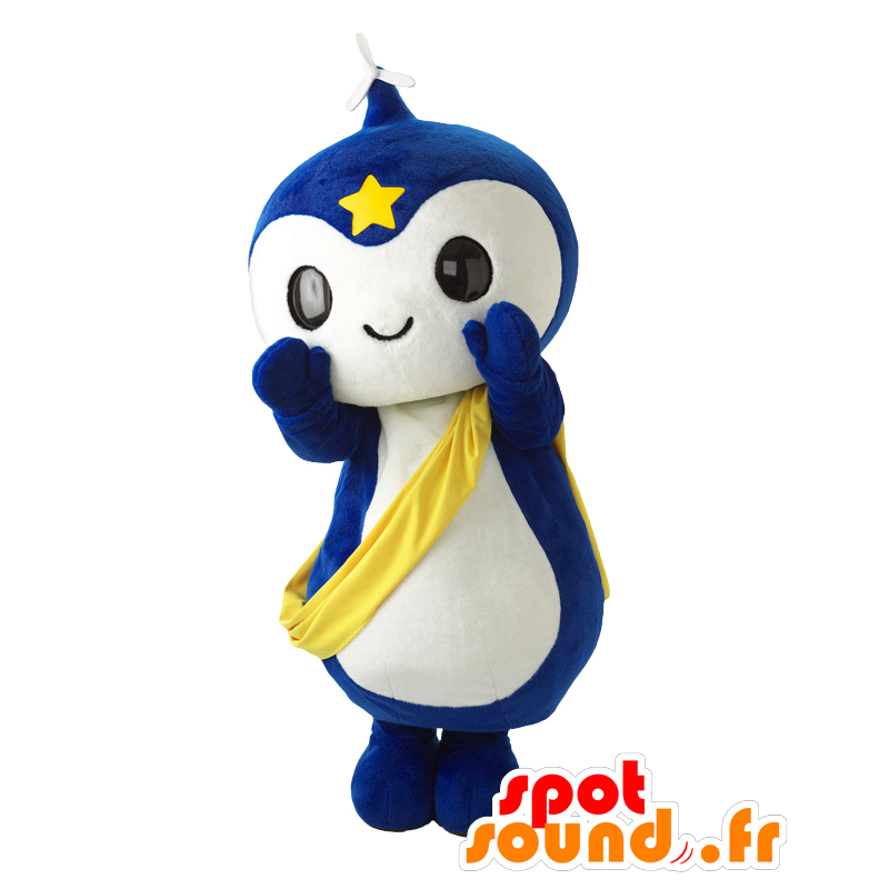Mascot shutout Kunin, sininen ja valkoinen mies potkuri - MASFR26948 - Mascottes Yuru-Chara Japonaises