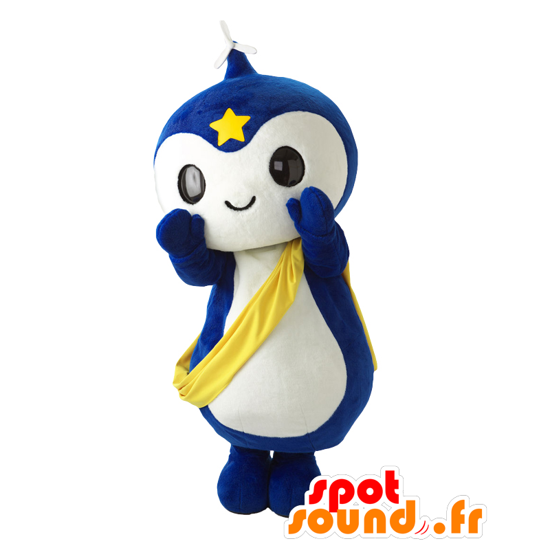 Shutout Kun mascotte, l'uomo bianco e blu con un propulsore - MASFR26948 - Yuru-Chara mascotte giapponese