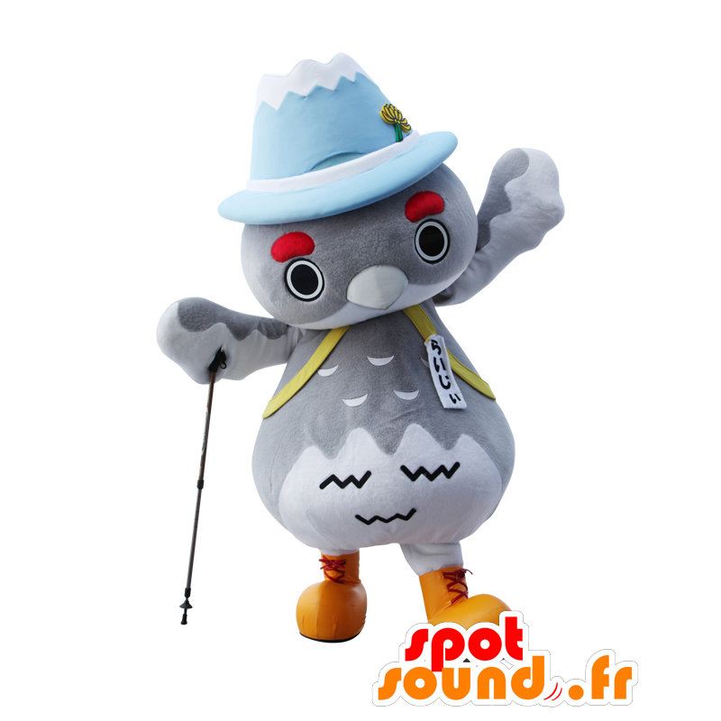 Mascot Raiji gray owl with a mountain on the head - MASFR26950 - Yuru-Chara Japanese mascots