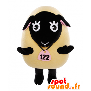 Mascotte de Face-chan, mouton blanc et noir - MASFR26952 - Mascottes Yuru-Chara Japonaises