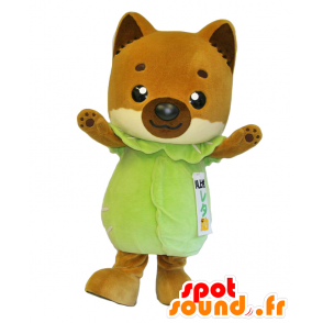 Mascot Retasuke, bruine en witte vos groene outfit - MASFR26953 - Yuru-Chara Japanse Mascottes