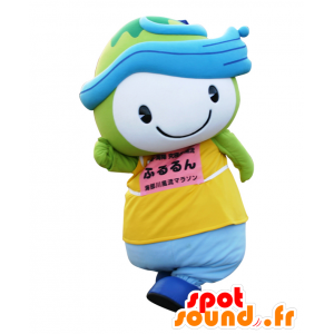 Mascotte de N Flour, bonhomme vert, jaune et bleu - MASFR26955 - Mascottes Yuru-Chara Japonaises