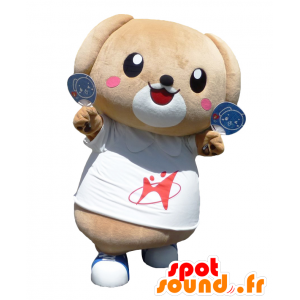 Mascotte Ho-kun, cane marrone e bianco, carino e divertente - MASFR26956 - Yuru-Chara mascotte giapponese